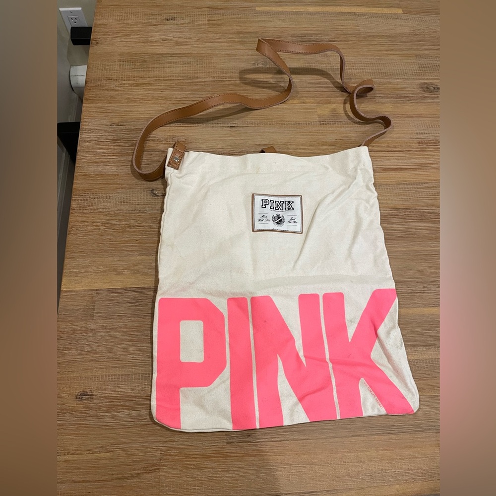 Pink VS Crossbody Canvas Bag